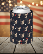 French Bulldog America 250 Can Cooler | Patriotic Dog Pattern Drink Holder | America 250 Pet Lover Gift | Summer Party Supplies — primary view
