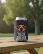 Jack Russell Terrier Can Cooler, America 250 Patriotic Dog Gift, America 250 Pattern JRT Beer Cozie, Dog Mom Drinkware Accessory, Summer Party Dec