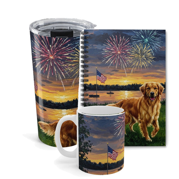 Independence Pups Collection Box | Golden Retriever | Mug + Tumbler + Notebook | Tritan