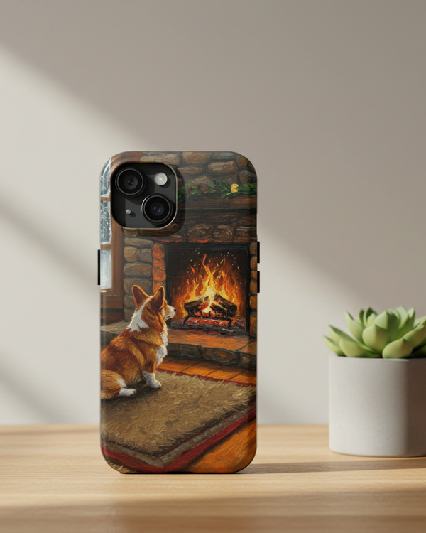 Acrylic Corgi - Winter Hearth | Tough Phone Case
