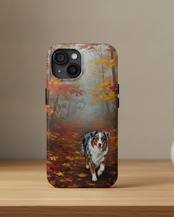 Acrylic Australian Shepherd - Autumn Woods | Tough Phone Case