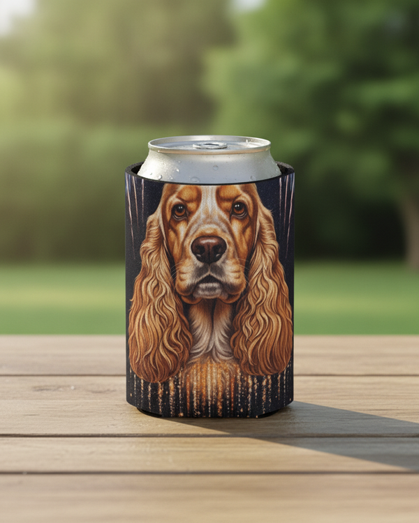 Cocker Spaniel America 250 Patriotic Dog Pattern Can Cooler | Summer Party Gift | Independence Day Drink Holder | Dog Lover Decor