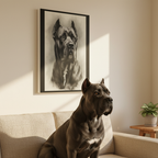 Cane Corso Charcoal Portrait Canvas Print, Dog Wall Art, Pet Memorial Gift, Dog Lover Decor, Black & White Dog Mom Gift