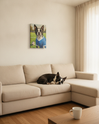 Boston Terrier Oil Painting Soccer Portrait Canvas Wall Art - Dog Lover Gift, Pet Decor, Sports Fan Home Art
