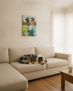 Australian Shepherd Oil Painting Soccer Portrait Canvas Art, Aussie Dog Wall Decor, Pet Lover Gift, Dog Mom Dad Present