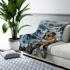 English Bulldog Acrylic sherpa blanket by Tritan, on sofa