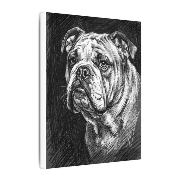 English Bulldog Charcoal Portrait, Bulldog Wall Art, Dog Lover Gift, Pet Art Canvas Print