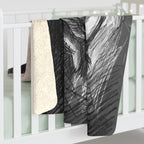English Bulldog Charcoal sherpa blanket by Tritan, on bed