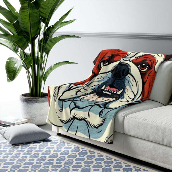 English Bulldog Comic Pop Art Throw Blanket | Premium Dog Prints | Tritan — Lifestyle View