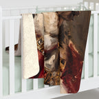 English Bulldog Kings & Queens sherpa blanket by Tritan, on bed
