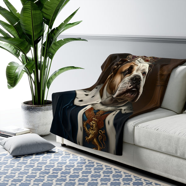 English Bulldog Kings & Queens Royal Portrait Regal Throw Blanket | Premium Dog Prints | Tritan — Lifestyle View