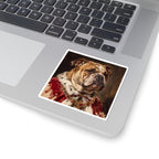 English Bulldog Kings & Queens vinyl sticker by Tritan, on a laptop