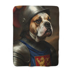 English Bulldog Medieval Knight Portrait Regal Throw Blanket | Premium Dog Prints | Tritan