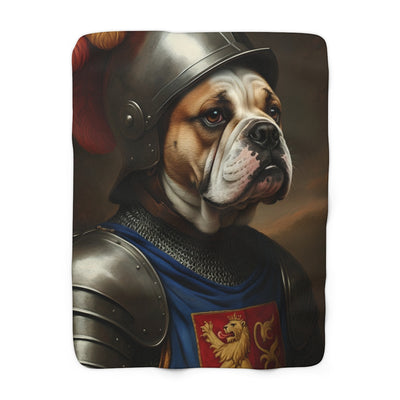English Bulldog Medieval Knight Portrait Regal Throw Blanket | Premium Dog Prints | Tritan