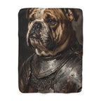 English Bulldog Medieval Knight sherpa blanket by Tritan, front