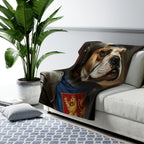 English Bulldog Medieval Knight Portrait Regal Throw Blanket | Premium Dog Prints | Tritan