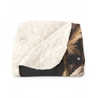 English Bulldog Medieval Knight sherpa blanket by Tritan, folded