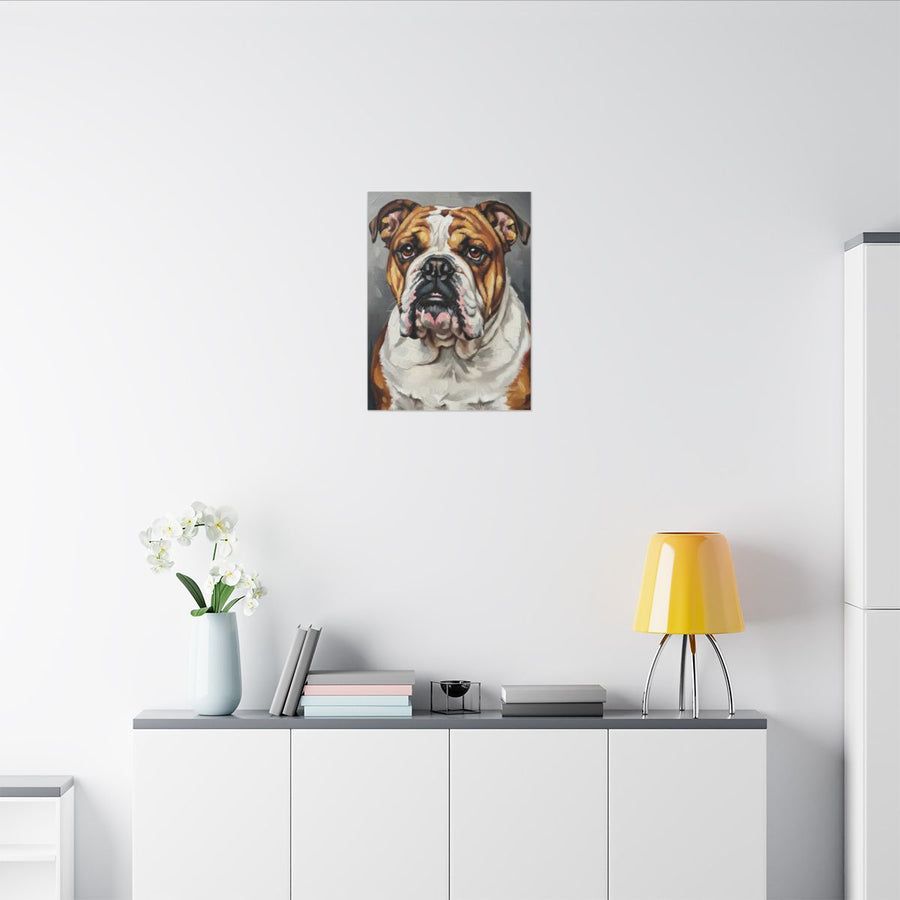 English Bulldog Oil Portrait Canvas Print | Bulldog Wall Art | Dog Lover Gift | Pet Portrait Home Decor