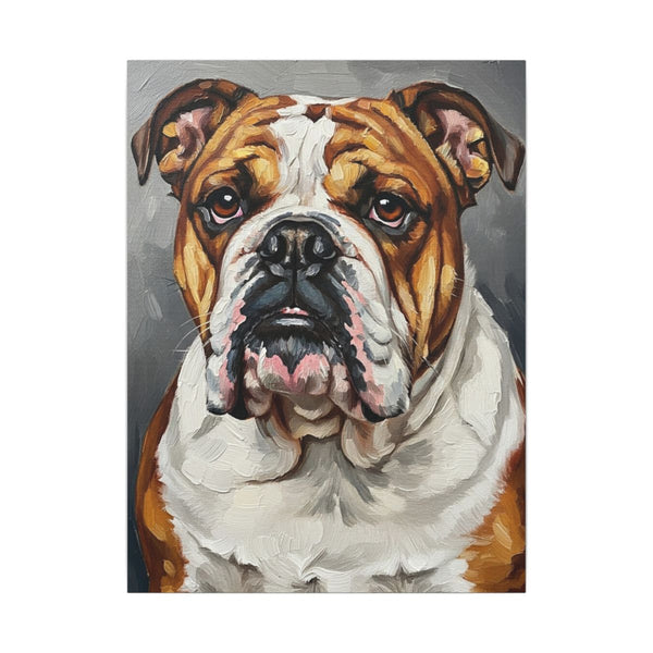 English Bulldog Oil Portrait Canvas Print | Bulldog Wall Art | Dog Lover Gift | Pet Portrait Home Decor — Lifestyle View