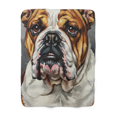 English Bulldog Oil Portrait Throw Blanket | Premium Dog Art | Tritan
