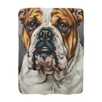 English Bulldog Oil Portrait sherpa blanket by Tritan, front