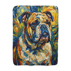 English Bulldog Post-Impressionist sherpa blanket by Tritan, front
