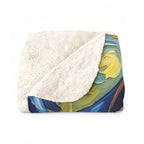 English Bulldog Post-Impressionist sherpa blanket by Tritan, folded