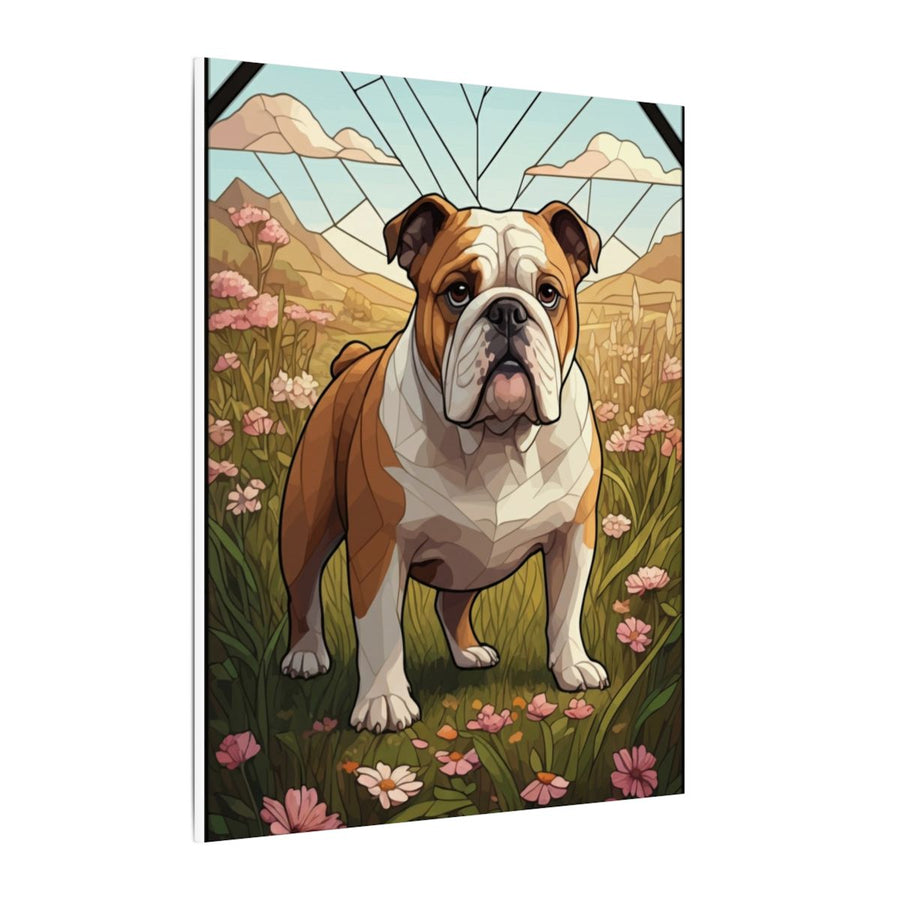 English Bulldog Stained Glass canvas print by Tritan, side