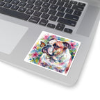 English Bulldog Watercolor vinyl sticker by Tritan, on a laptop