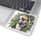 English Bulldog Watercolor vinyl sticker by Tritan, on a laptop
