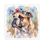 English Bulldog Watercolor vinyl sticker by Tritan, front