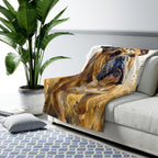 English Bulldog Watercolor sherpa blanket by Tritan, on sofa