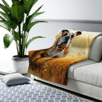 English Bulldog Watercolor Meadow Golden Throw Blanket | Premium Dog Prints | Tritan