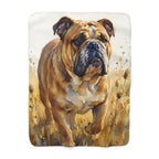 English Bulldog Watercolor sherpa blanket by Tritan, front