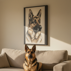 German Shepherd Watercolor Canvas Print, GSD Dog Wall Art, Pet Lover Gift, Home Decor Art for Dog Owners, Dog Memorial Gift, Large Canvas