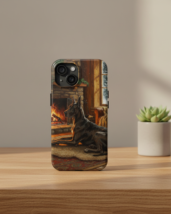 Acrylic Great Dane - Winter Hearth | Tough Phone Case