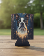 Boston Terrier Can Cooler, America 250 Patriotic Dog Pattern, American Flag Pet Art, Independence Day Drink Holder, Dog Lover Gift, Summer P