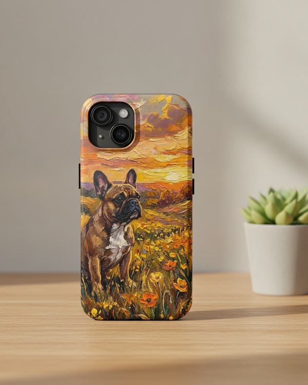 French Bulldog Acrylic Sunset Prairie Phone Case | Premium Dog Art | Tritan