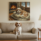 Havanese Wall Art Canvas, Dog Lover Gift, Pet Painting Print, Stretched Home Decor, Acrylic Style Dog Portrait