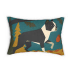 Boston Terrier Lumbar Throw Pillow Cushion by Tritan, angled detail view