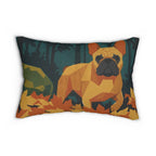 French Bulldog Lumbar Throw Pillow Cushion by Tritan, angled detail view