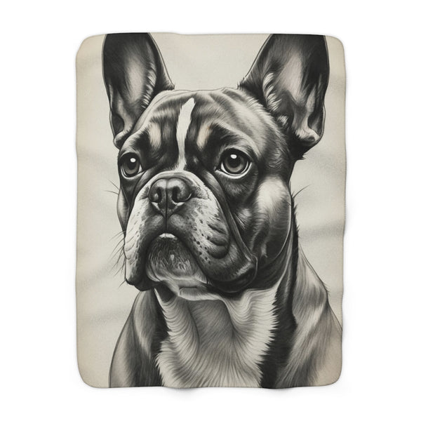 French Bulldog Charcoal Portrait Throw Blanket | Premium Dog Prints | Tritan