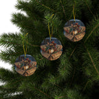French Bulldog Christmas Storybook ceramic ornament by Tritan, set