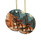 French Bulldog Halloween Poster ceramic ornament by Tritan, front and back
