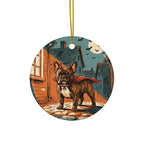 French Bulldog Halloween Poster ceramic ornament by Tritan, front