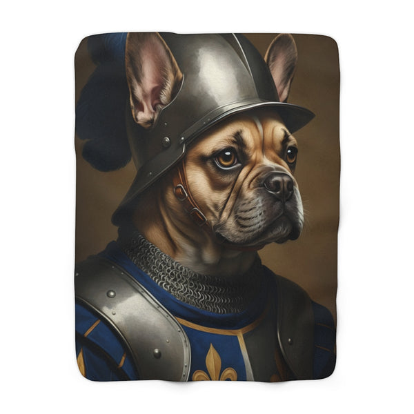 French Bulldog Medieval Knight Portrait Regal Throw Blanket | Premium Dog Prints | Tritan