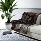 French Bulldog Medieval Knight sherpa blanket by Tritan, on sofa