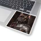 French Bulldog Medieval Knight vinyl sticker by Tritan, on a laptop
