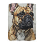 French Bulldog Oil Portrait sherpa blanket by Tritan, front