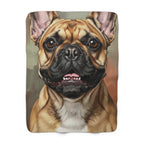 French Bulldog Oil Portrait sherpa blanket by Tritan, front